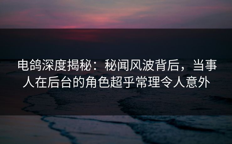 电鸽深度揭秘：秘闻风波背后，当事人在后台的角色超乎常理令人意外